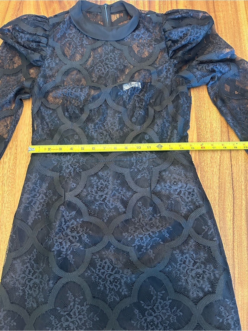 Sandro Black Lace Long-Sleeve Puff-Shoulder Dress - Picture 7 of 9